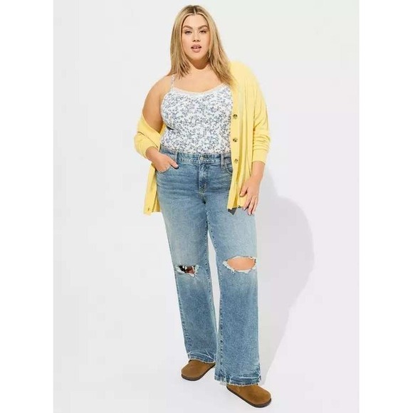 torrid Tops - Torrid Floral Lace Trim Cami Tank Top White Blue Plus Size 2 NWT